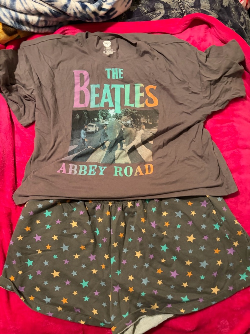 The Beatles Black Tee with Colorful Logo and shirts